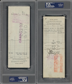 Lot of (2) New York Yankees Payroll Check: Bill Dickey Signed & Dickey Transfer Payment (PSA/DNA)